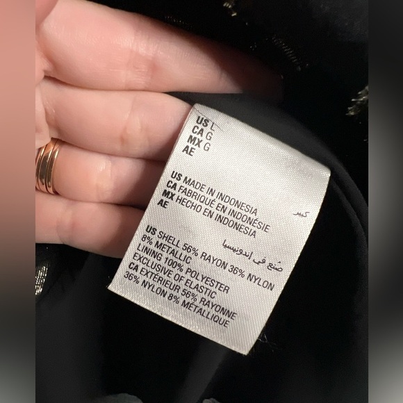 Alfani Black and Gold Metallic Striped Long Sleeve Blouse - Picture 9 of 11